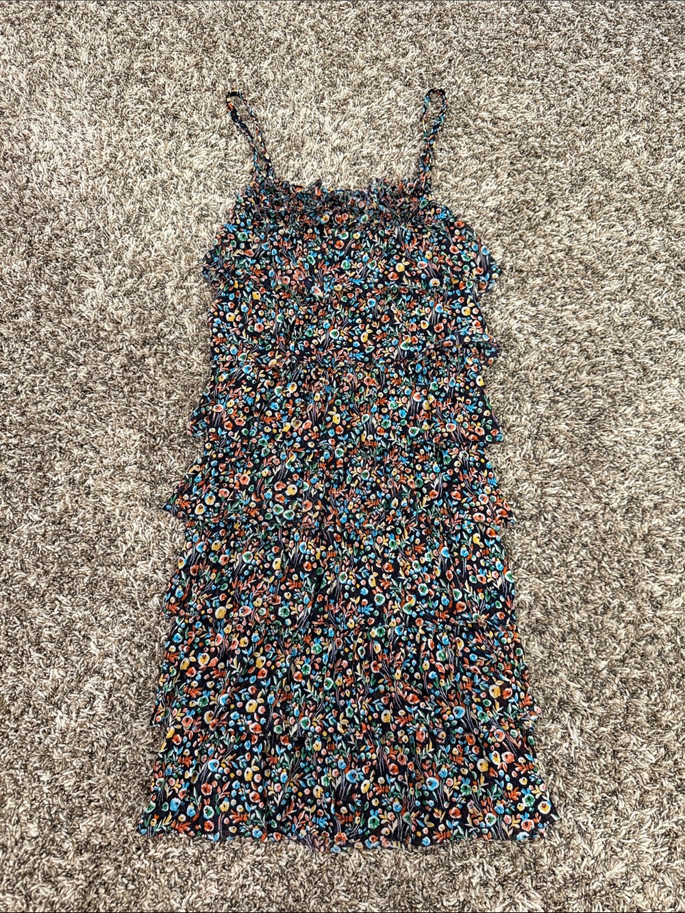 Express Black Floral Mini Dress with Multicolor Accents